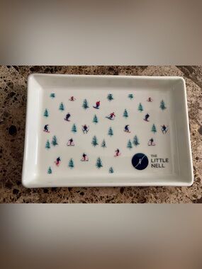 The Little Nell Ski Print Porcelain Catchall Tray | NWT